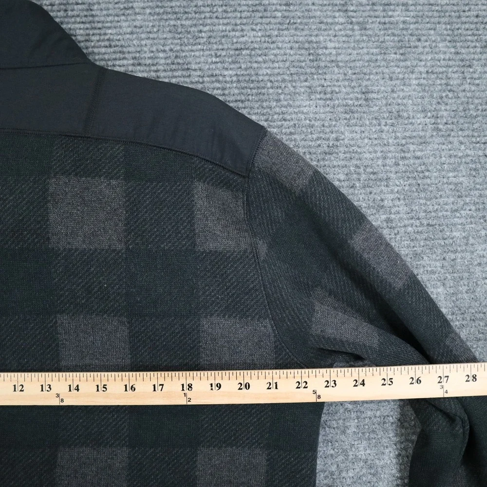 Columbia Buffalo Plaid Fleece Pullover Mens L Quarter Zip Grey Black Outdoor